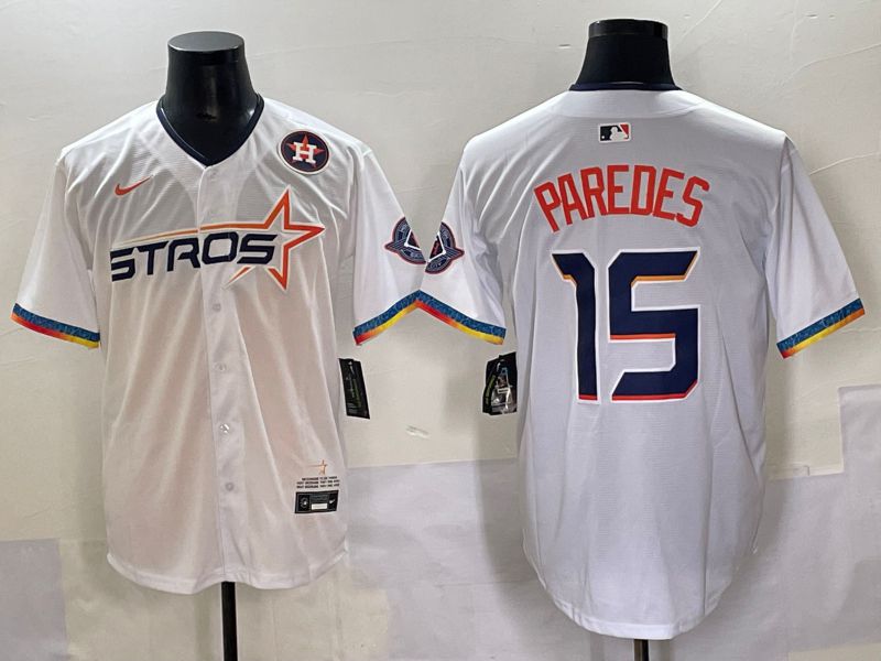 Men Houston Astros #15 Paredes White Fourth generation Joint Name 2025 Nike MLB Jersey style 10
